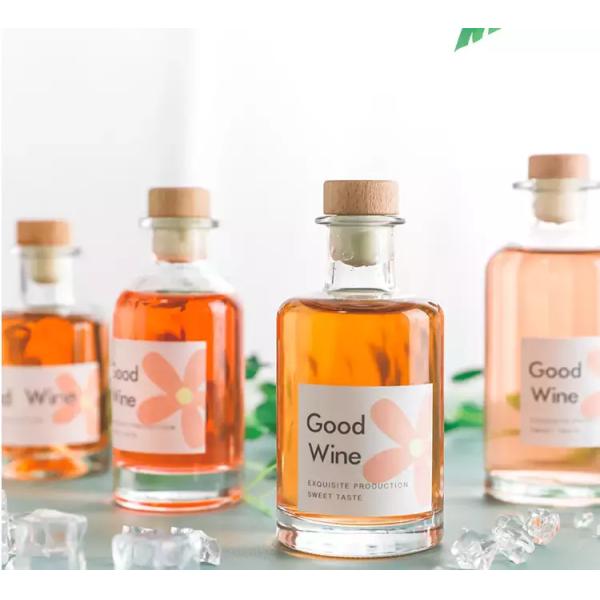 200ml 375ml 500ml 750ml Round Glass Liquor Wine Vodka Tequila Bottle with Sealed Cork Lid
