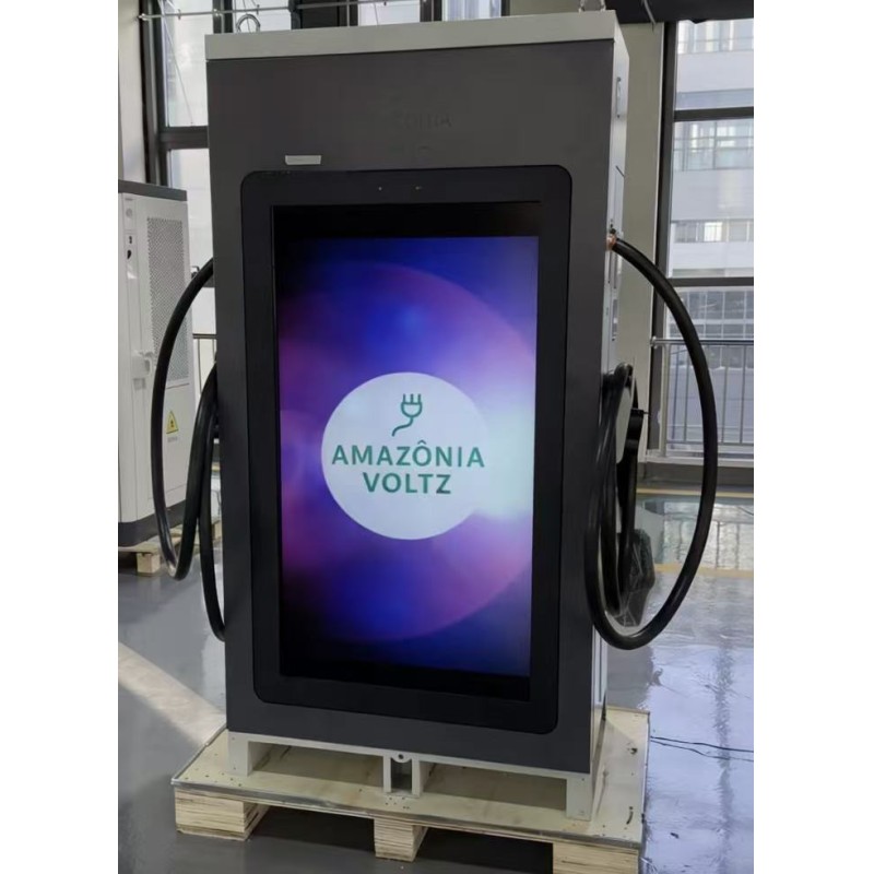 60kW HD 55 Inch Digital Signage Advertising Screen EV Charger Public Commercial Fast Charging Station for Business Parking Lot