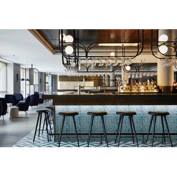 Mosaïques de piscine en verre pour mur intérieur 304x304mm, résistantes à l'usure, bleues, pour salon et projet