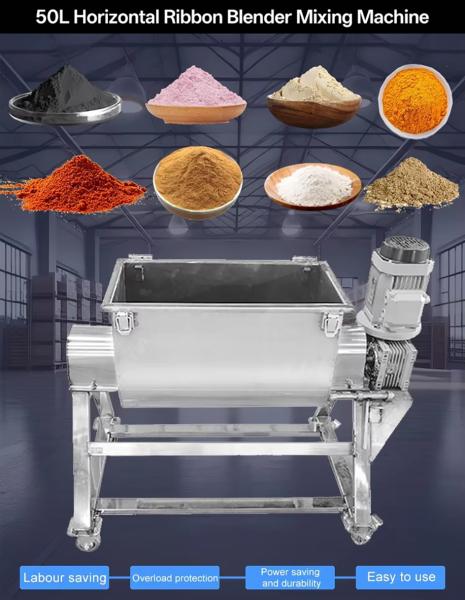 Mezcladora de polvo de acero inoxidable de 50L 220V para alimentos y productos químicos