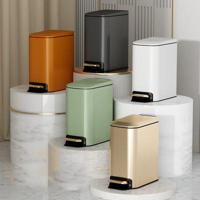 Bedroom Kitchen Trash Bin Household Pedal Type Narrow Slit square Stainless Steel Garbage Container Bin Dustbin