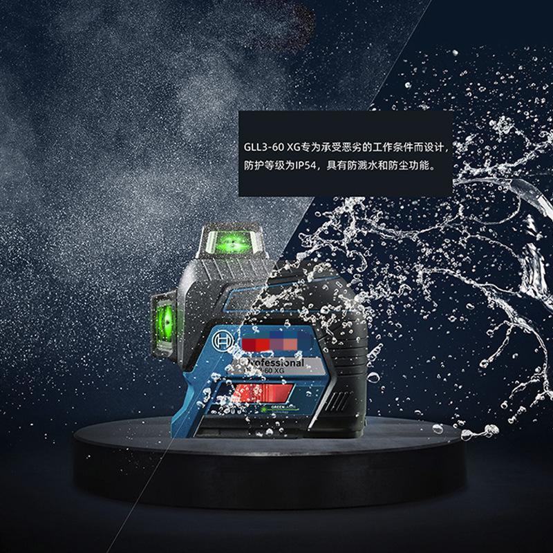Original laser level GLL3-60XG, GLL30G - three-line automatic leveling device with green laser line projection - can be mounted on the wall