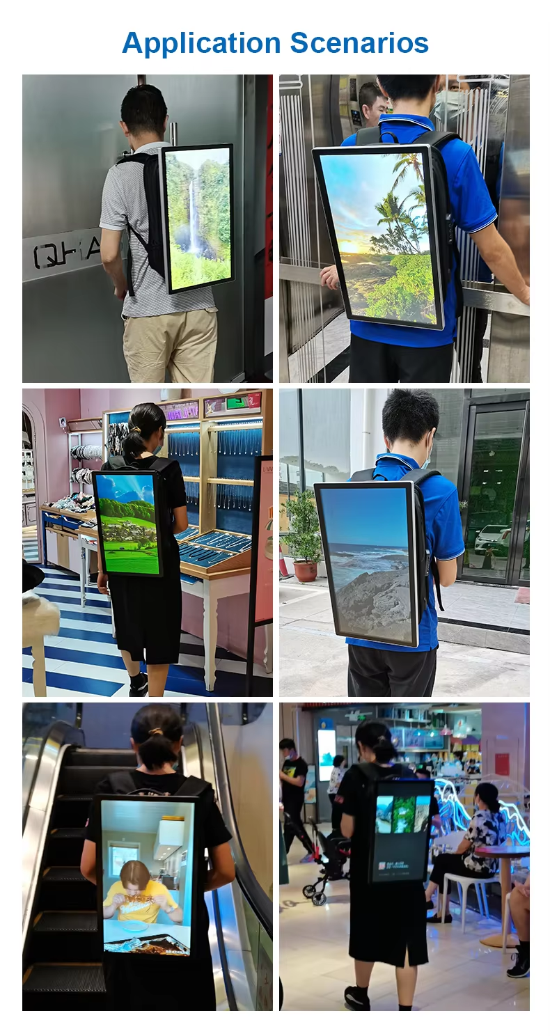 Portable 1-Year Warranty OEM Android LCD Backpack Billboard Self-Service Business Advertising Bag Indoor Outdoor Use AD Panel
