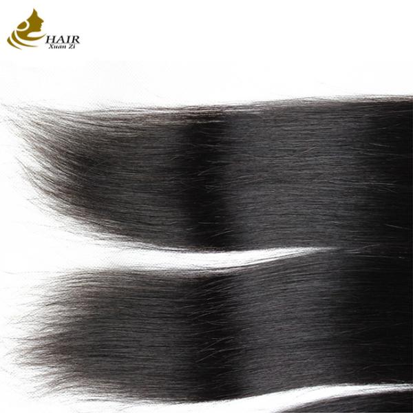 Straight Remy Brazilian Human Hair Bundle Weft With 13*4 Lace Frontal Closure