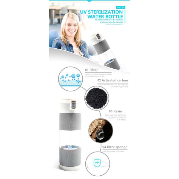 Gift Clear And Sterilization Sport Water Bottle Plastic With UV Lamp Easy To Carry