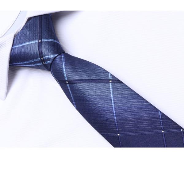 Fashion 100% Silk Necktie Navy Blue Stripe Business Neck Ties