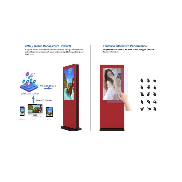 MJK 32 Inch Outdoor Digital Signage Kiosk with High Brightness LCD IP65 Rated Touch Screen for Elevator Use