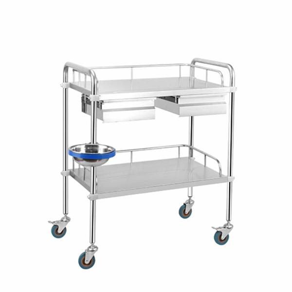 Hospital Medical Stainless Steel Surgical Trolley Adjustable Every Shelf Height