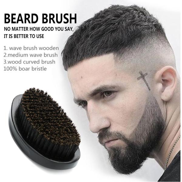 Brosse à barbe avec manche en bois de noyer noir 11,5x6x4cm, soies de sanglier