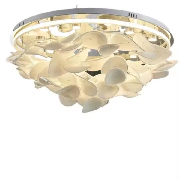 Nordic Simple Light French Living Room Bedroom Ceiling Light Modern Cream Creative Personality Lotus Leaf Designer Room Light