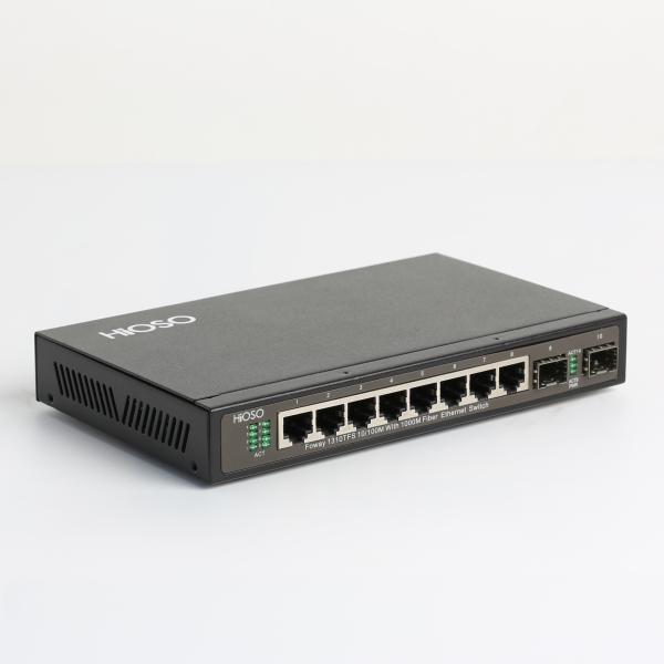 Hioso 8 Rj45 TP Ports +2 ge Fiber Uplink Ports Ethernet Access Switch Gigabit Ethernet Switch