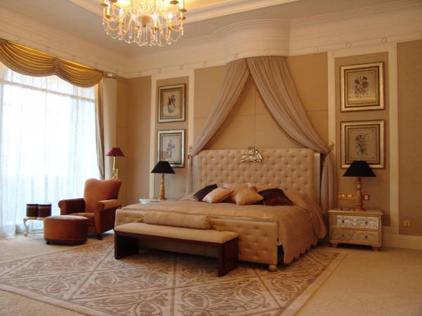 European Leather Uphostery King Hotel Furniture Set With Fabric Chaise Lounge Chair
