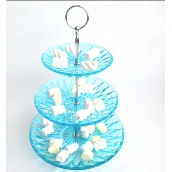 3 tiers glass cake plate/dishes with stainless stand / plate / dish plate