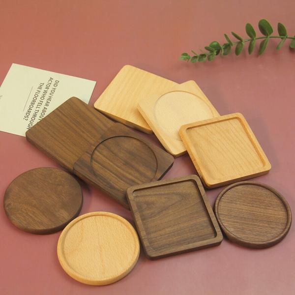 Bamboo Coasters For Crafts , Squre Round Coasters For Crafts Coated Plain Drinking Cup Coaster With Suitable Size