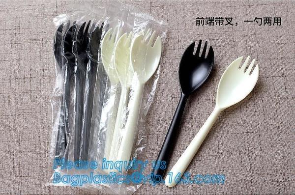 6 PS Disposable Plastic Forks Spoons Knives Western Cultery Sets in Restaurants and Kitchens 48 pcs pink plastic cutler