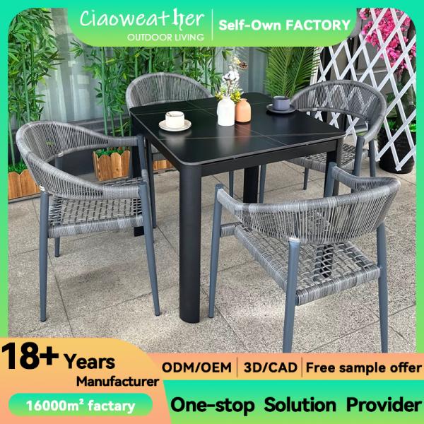 Y Correo de embalaje silla de jardín al aire libre Hotel de ratán silla de comedor de cuerda para el patio Villa restaurante