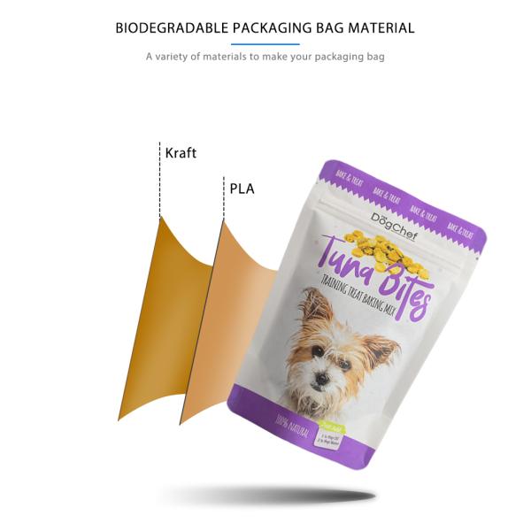Dog Treats Stand Up Packaging Customized Kraft Paper Zipper Bag