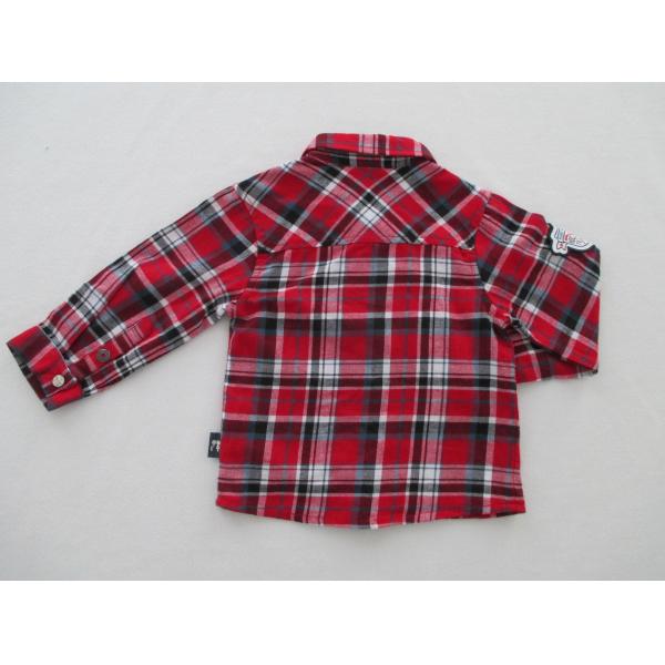 Engraved Cap Snap Baby Girl Tees Woven Yarn Check Shirt