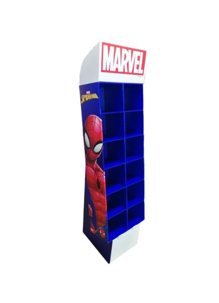 Glossing Laminated Cardboard Stand Display Pocket Rack For Disney Marvel Advertising
