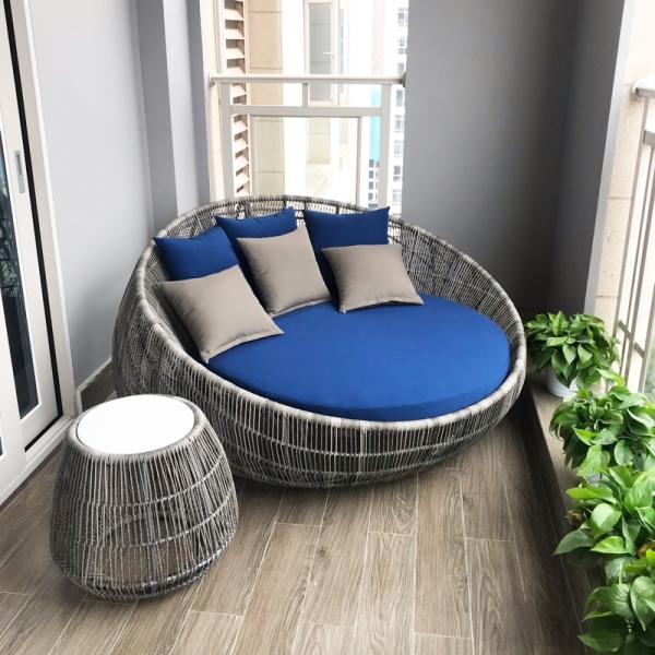 Customized Color Pool Garden Lounge Round Coffee Bed Outdoor Furniture Rattan Metal Best