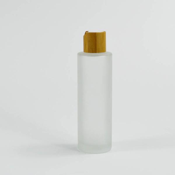 100ml Frosted Glass Collar Skin Care Serum Toner Lotion Bottle with Bamboo Disk Cap