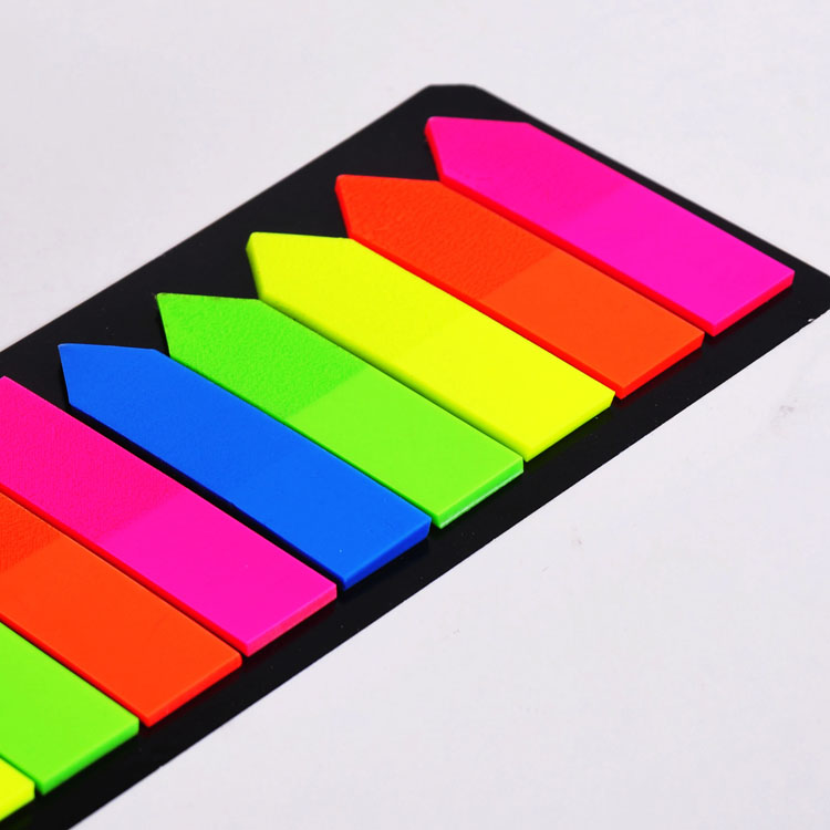 Neon Page Markers Colored Index Tabs Different Shapes PET Fluorescent Note Pad