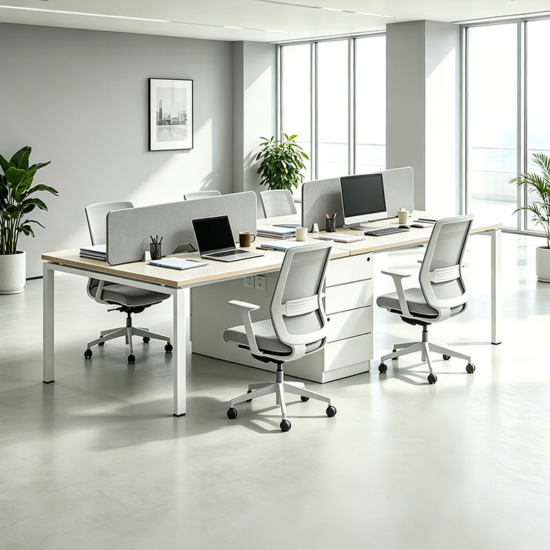 Modular Workstation Desk with 25mm Thick Desktop and 2 4 6 Seater Configurations in Melamine Board