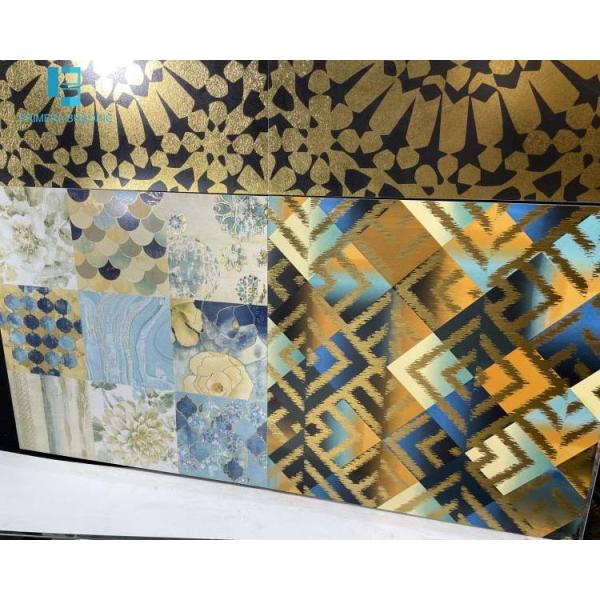 600x600mm Golden Porcelain Floor Tiles 3D Inkjet Printed