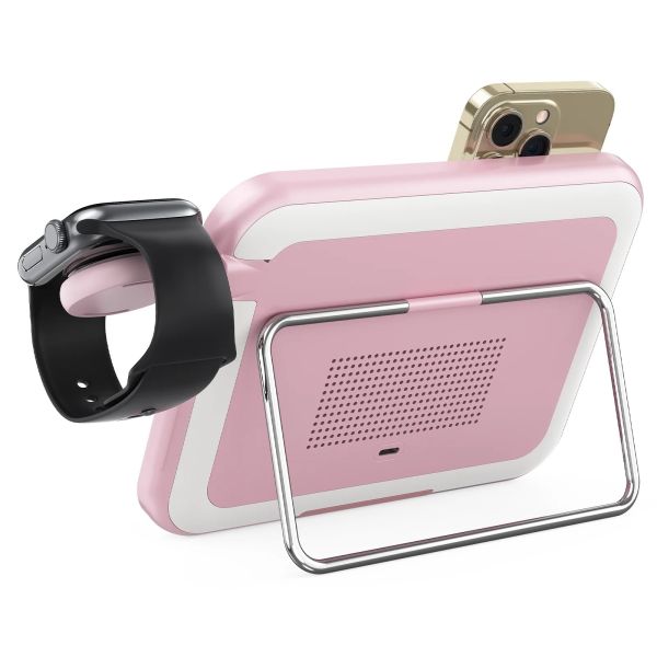 Qi2 Phone Watch Earbud Charger LED Light Lamp Station 3 In 1 Magnetic Wireless Lighted Makeup Mirror