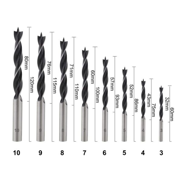 8-Piece Brad Point Wood Drill Bit Set | Precision Center Spur & Dual Cutting Spurs | High Carbon Steel Straight Shank Wood Boring Kit for Zero-Splinter Drilling