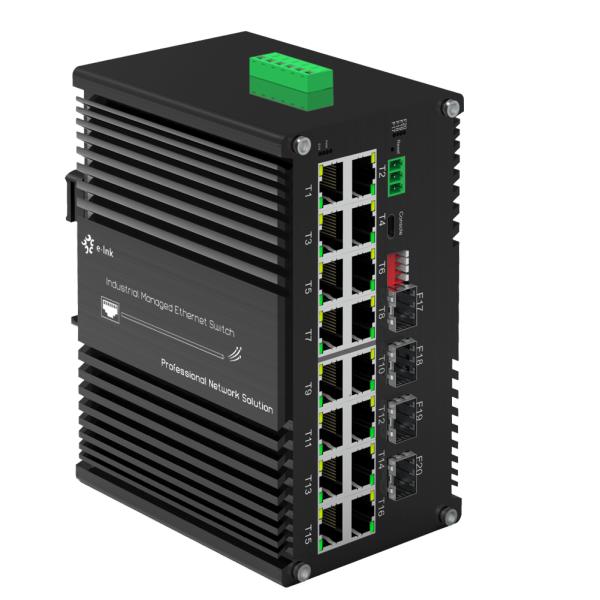 Outdoor Industrial 16 Port 10/100/1000T Gigabit 802.3at Switch PoE gerenciado com 4 portas 1000x SFP