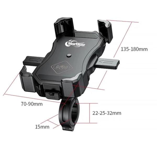 IP66 15W Usb Motorcycle Wireless Charger Mount Handbar