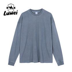 Heavy Weight Cotton Knitted Hoodie Two Tone Cut Sew Crewneck Sweatshirt