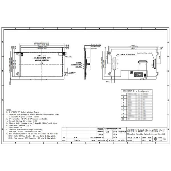 5.0 Inch LCD Display Module 480x272 WQVGA 20pin SPI TFT LCD Display