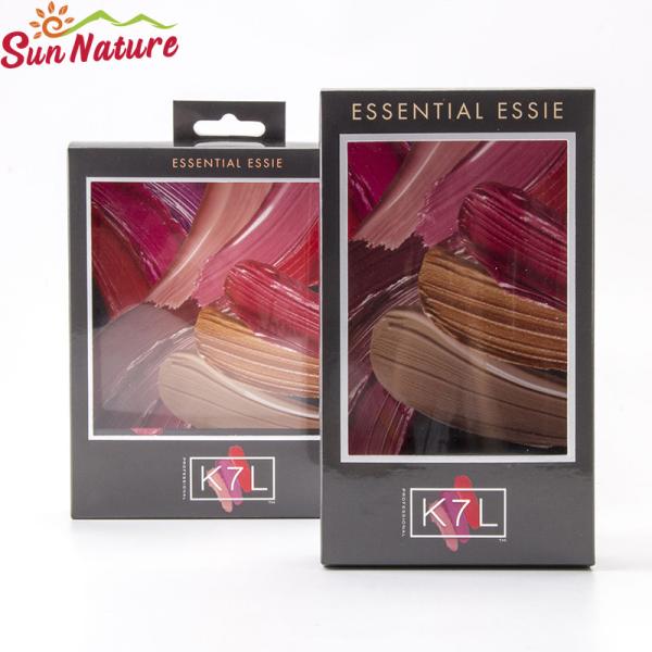 Packaging Box Custom Logo Print Design Color 350gram Gold Paper Boxes With Window For Makeup Brush