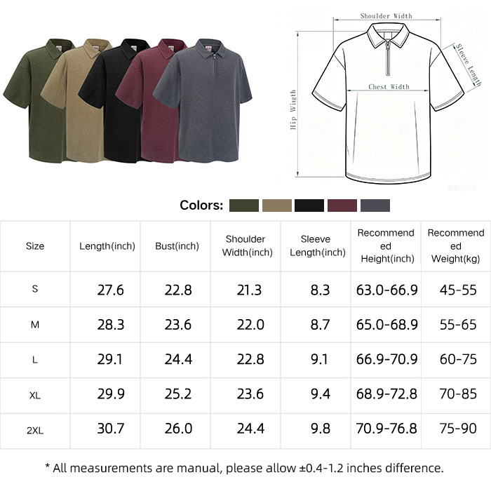Collared Unisex Polo T Shirts 325GSM Waffle Knit Polo Shirt Cotton Blend