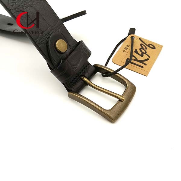 Wear Resistant Copper Buckle Belt , Practical Genuine Crocodile Leather Belt