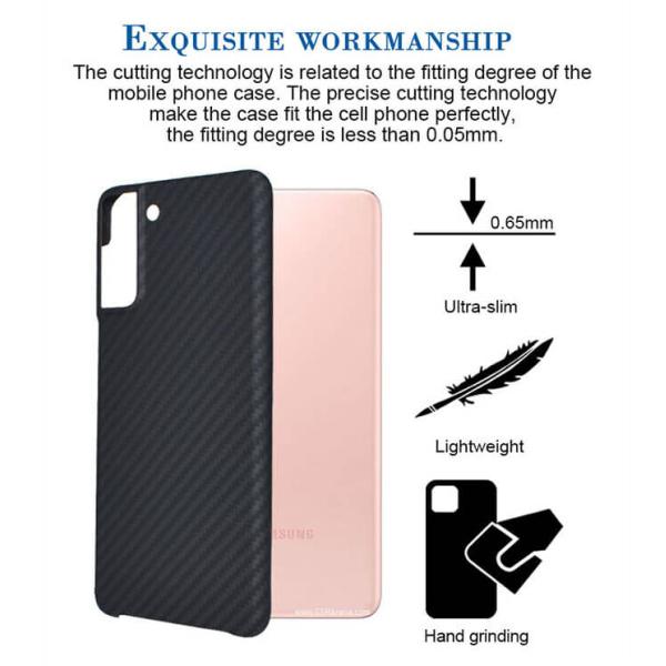 Случай углерода случая телефона волокна Aramid крышки Samsung S21 половинный