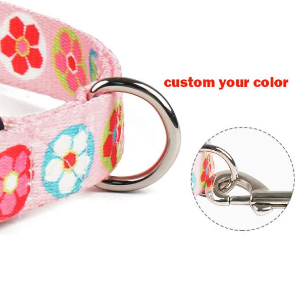 Collar de perro de poliéster Martingale Fijación de metal personalizada Sublimación de oro mascota personalizada