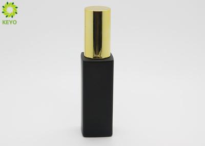 30ml 50ml Matte Black Square Serum Glass Bottle With Custom Gold Aluminum Pump Cap