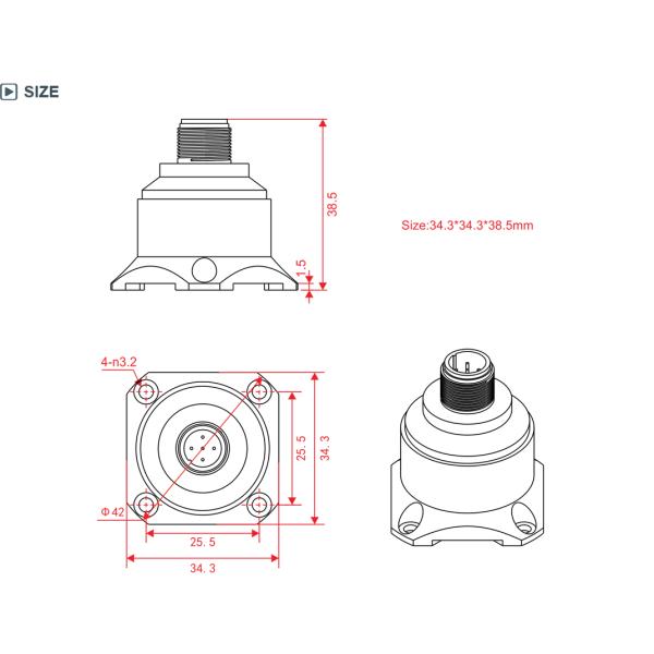 AKG39 4000 Гц Выходный триаксиальный цифровой акселерометр, RS232 MEMS вибрационный датчик