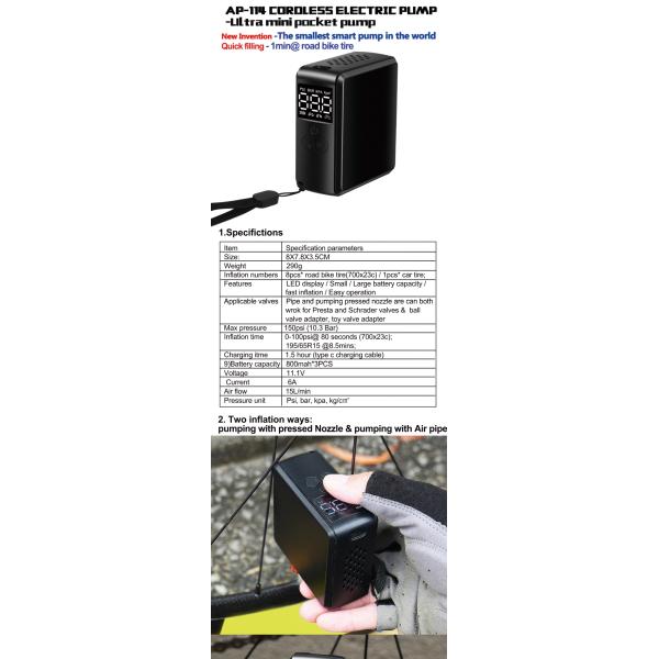 Effortless Inflation with YANTU AM49 Mini Bike Air Pump Compressor Cordless and Digital
