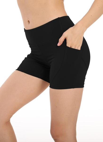Short alto atlético da ioga do exercício da cintura de um short 210g das 4 polegadas das mulheres de BSCI