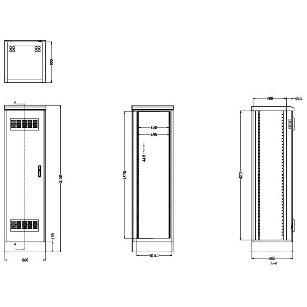 связи Dusproof шкафа телекоммуникаций вентиляции вентилятора 42U базовая станция на открытом воздухе водоустойчивой