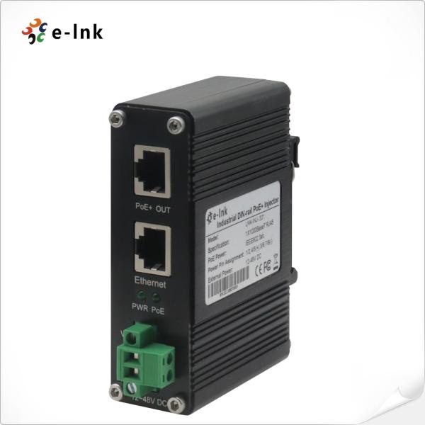 12~48VDC Power Input Industrial Gigabit PoE+ Injector  Support DIN-Rail & Wall-mount Installation