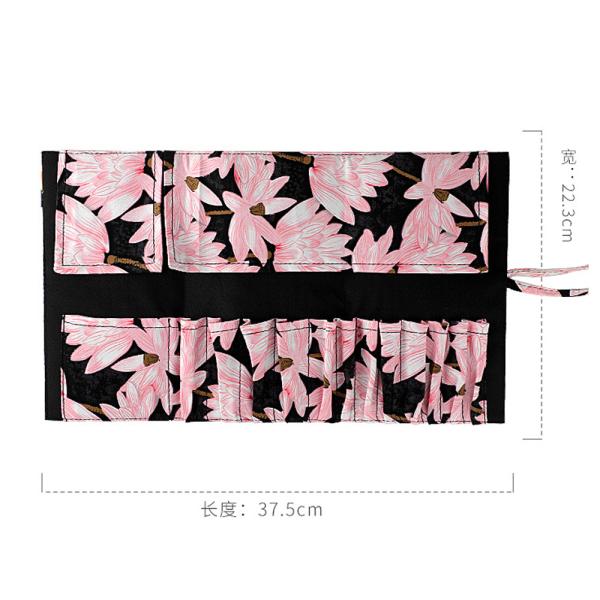 Pink Flower Print Travel Cotton Organizer Cosmetic Bag