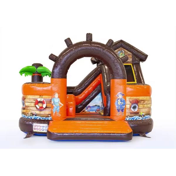 Inflatable Pirate Ship Theme Bouncy Castle with Slide and Customized Logo Acceptable
