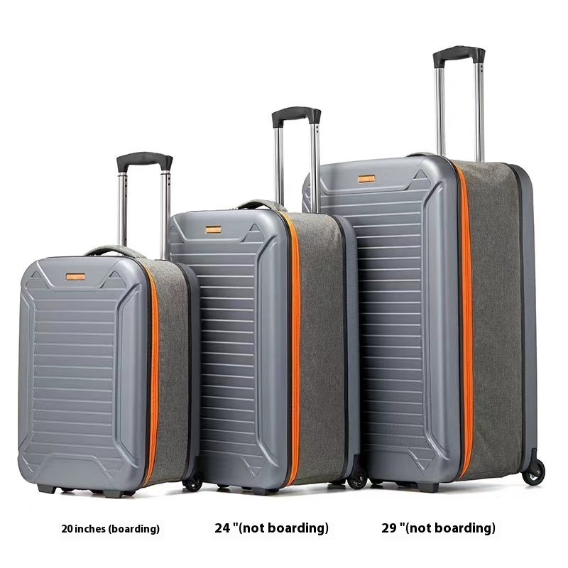 Unisex Lightweight Trolley Case One-Way Spinner Wheel Foldable Large Size ABS+PC Fashionable Password Luggage for Men's Women's