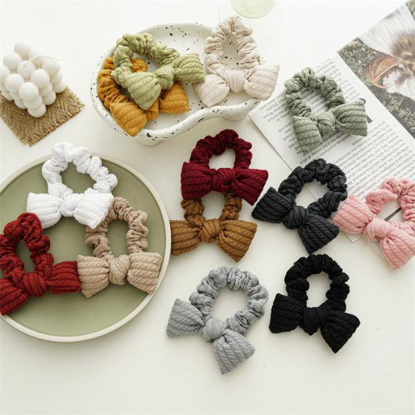 PP cotton colorful filled bow baby girl hair bands scrunchie wool headwear Women's elastic headband accessories