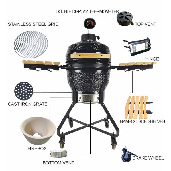 KIMSTONE 18 Inch Kamado Barbecue Rotiserrie Chicken Rotisserie Caja China Asador
